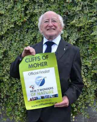Presiden Irlandia mendukung Cliffs of Moher