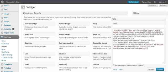 Memasang kode teks berjalan