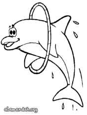 Mewarnai gambar lumba-lumba 