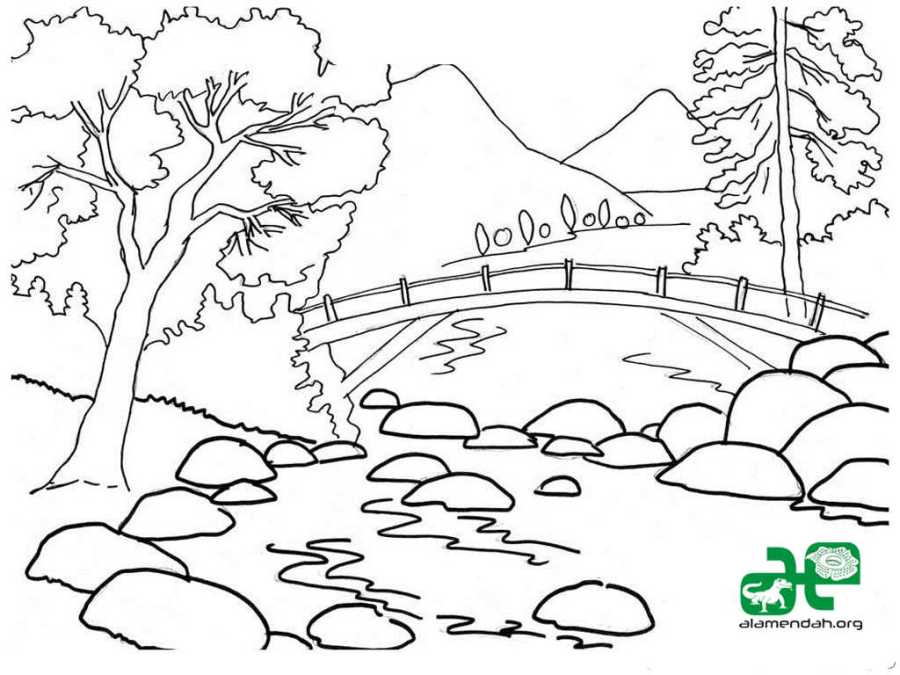 Mewarnai-Gambar-Pemandangan-Alam-Hitam-Putih-04