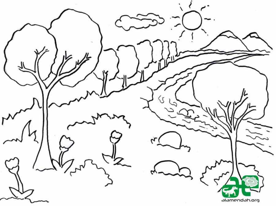 Mewarnai-Gambar-Pemandangan-Alam-Hitam-Putih-07