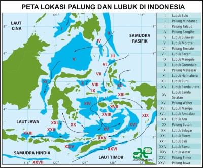 Lokasi (Peta) Palung dan Lubuk di Indonesia