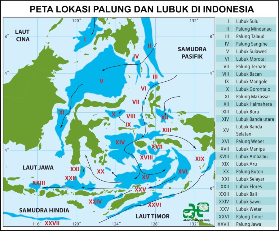 Lokasi (Peta) Palung dan Lubuk di Indonesia