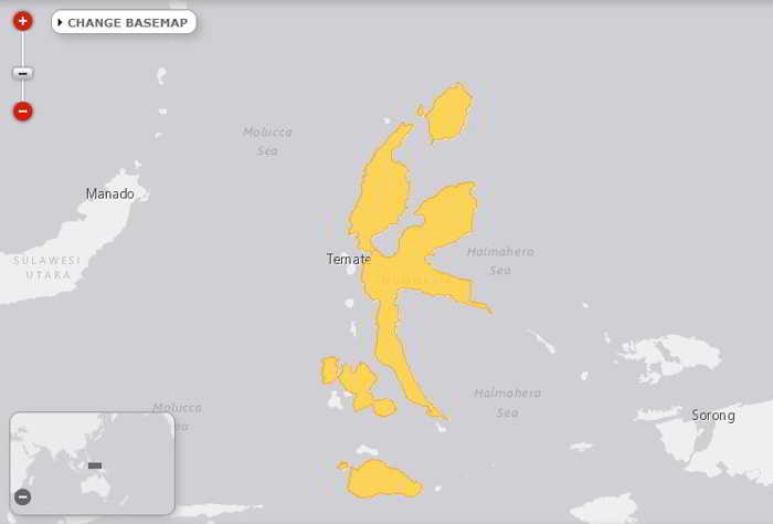 Daerah sebaran Kasturi Ternate (Lorius garrulus) sebaran
